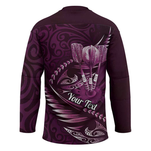Personalised All Pink New Zealand Darts Hockey Jersey Aoteroa Fern Maori Galaxy Style - Aussie Hoodie