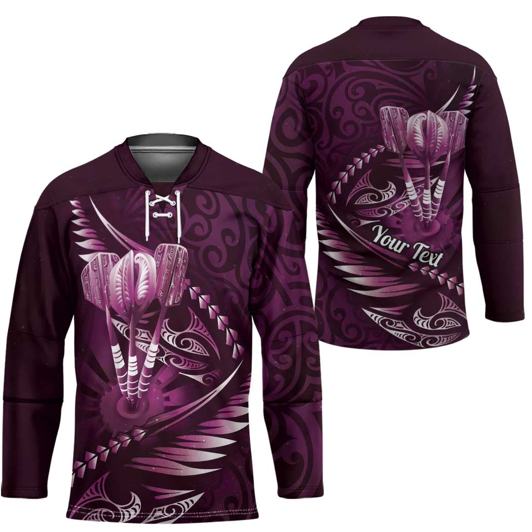 Personalised All Pink New Zealand Darts Hockey Jersey Aoteroa Fern Maori Galaxy Style - Aussie Hoodie