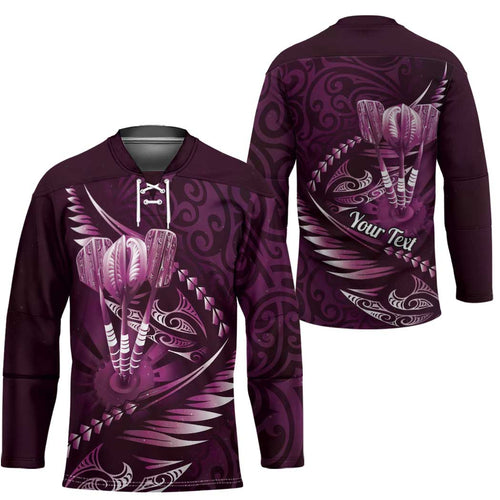 Personalised All Pink New Zealand Darts Hockey Jersey Aoteroa Fern Maori Galaxy Style - Aussie Hoodie