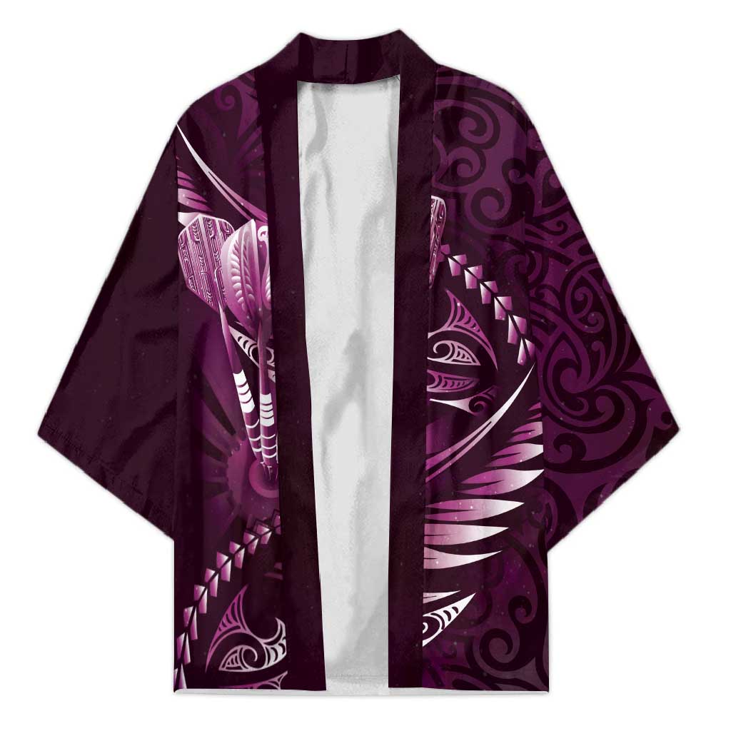 Personalised All Pink New Zealand Darts Kimono Aoteroa Fern Maori Galaxy Style - Aussie Hoodie