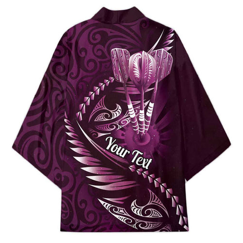 Personalised All Pink New Zealand Darts Kimono Aoteroa Fern Maori Galaxy Style - Aussie Hoodie