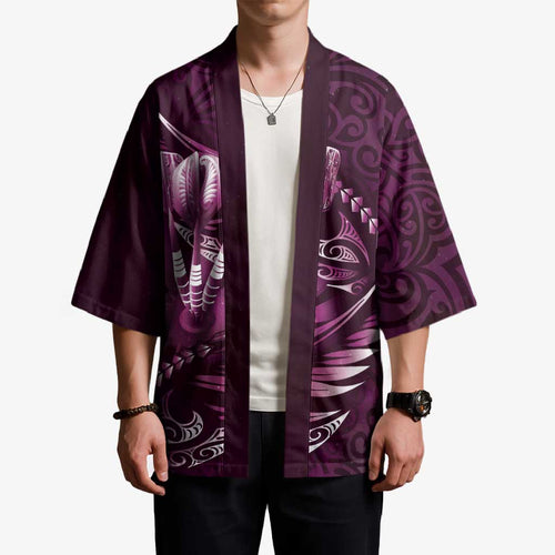 Personalised All Pink New Zealand Darts Kimono Aoteroa Fern Maori Galaxy Style - Aussie Hoodie