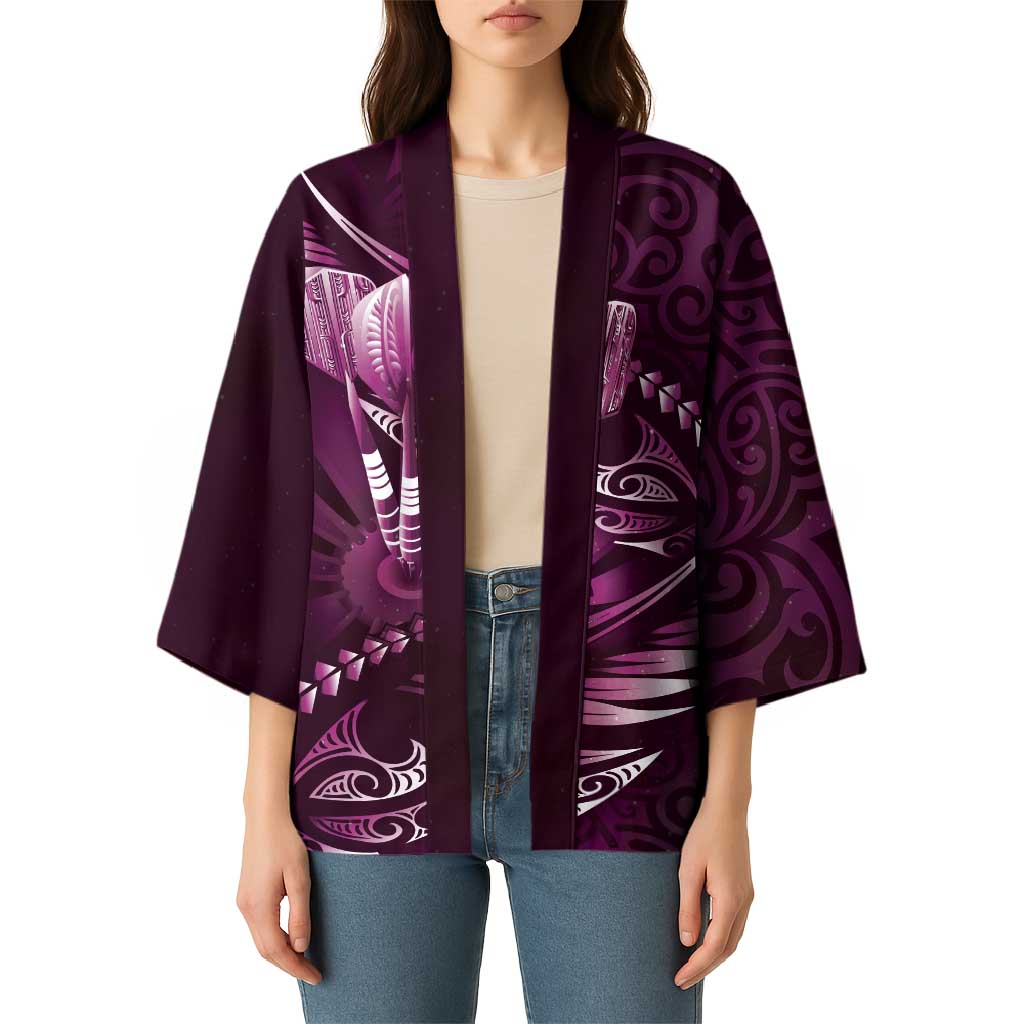 Personalised All Pink New Zealand Darts Kimono Aoteroa Fern Maori Galaxy Style - Aussie Hoodie