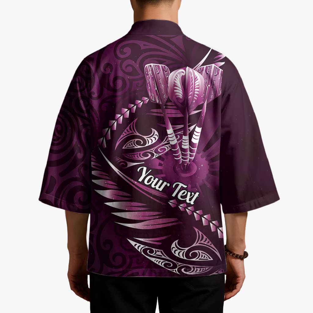 Personalised All Pink New Zealand Darts Kimono Aoteroa Fern Maori Galaxy Style - Aussie Hoodie