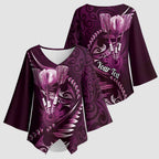 Personalised All Pink New Zealand Darts Kimono Sleeve Blouse Aoteroa Fern Maori Galaxy Style - Aussie Hoodie