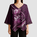 Personalised All Pink New Zealand Darts Kimono Sleeve Blouse Aoteroa Fern Maori Galaxy Style - Aussie Hoodie
