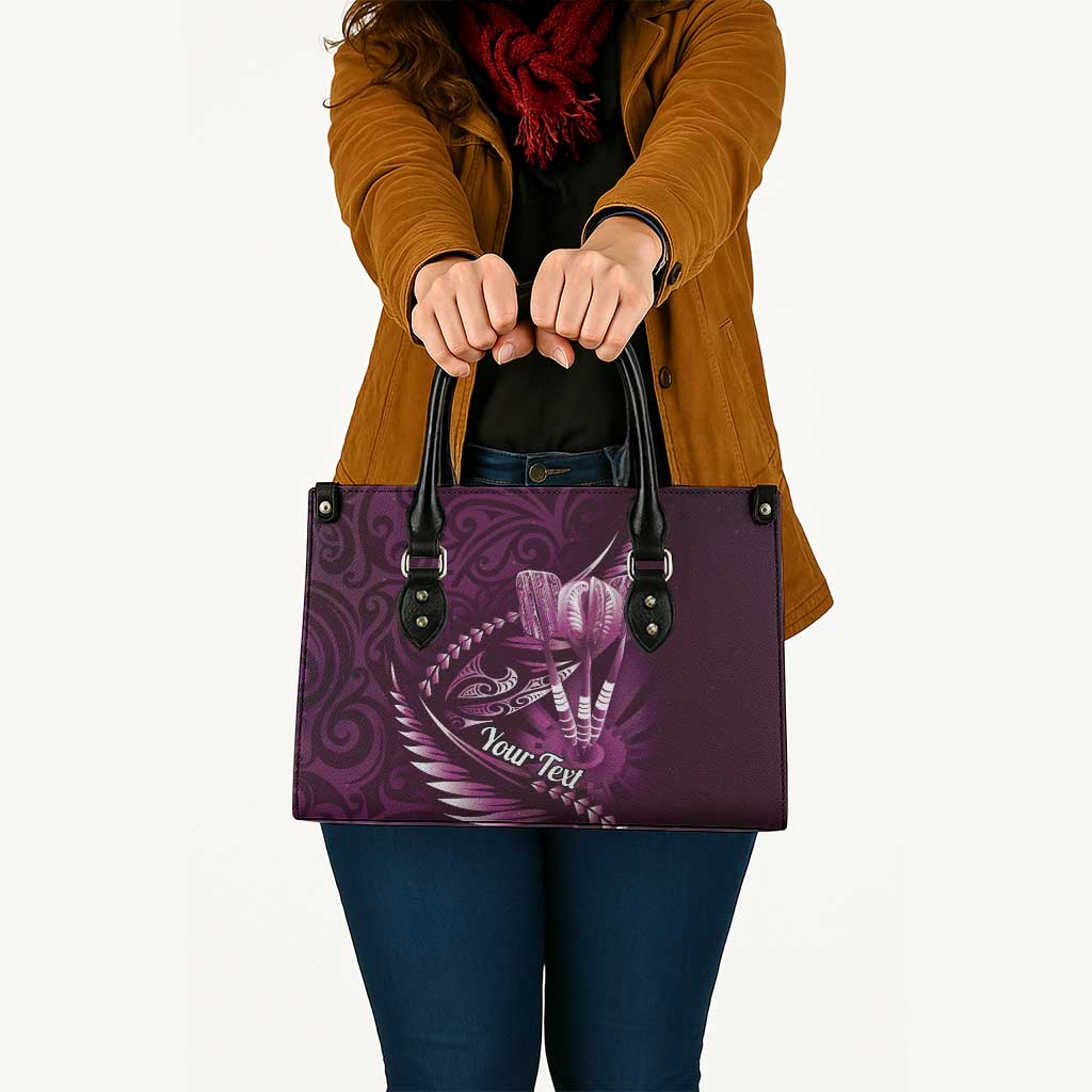 Personalised All Pink New Zealand Darts Leather Bag Aoteroa Fern Maori Galaxy Style - Aussie Hoodie