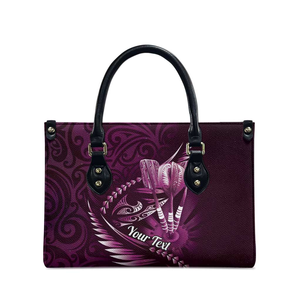 Personalised All Pink New Zealand Darts Leather Bag Aoteroa Fern Maori Galaxy Style - Aussie Hoodie