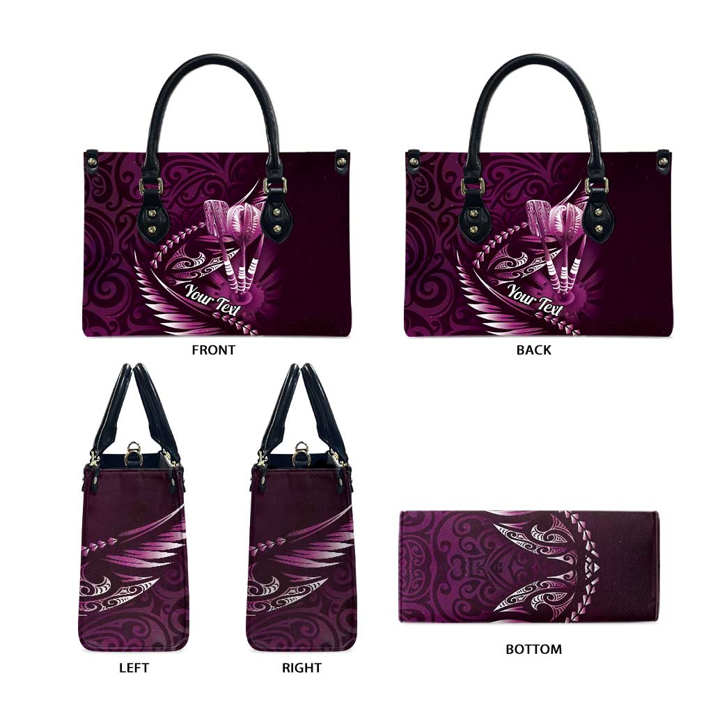 Personalised All Pink New Zealand Darts Leather Bag Aoteroa Fern Maori Galaxy Style - Aussie Hoodie