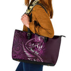 Personalised All Pink New Zealand Darts Leather Tote Bag Aoteroa Fern Maori Galaxy Style