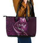 Personalised All Pink New Zealand Darts Leather Tote Bag Aoteroa Fern Maori Galaxy Style