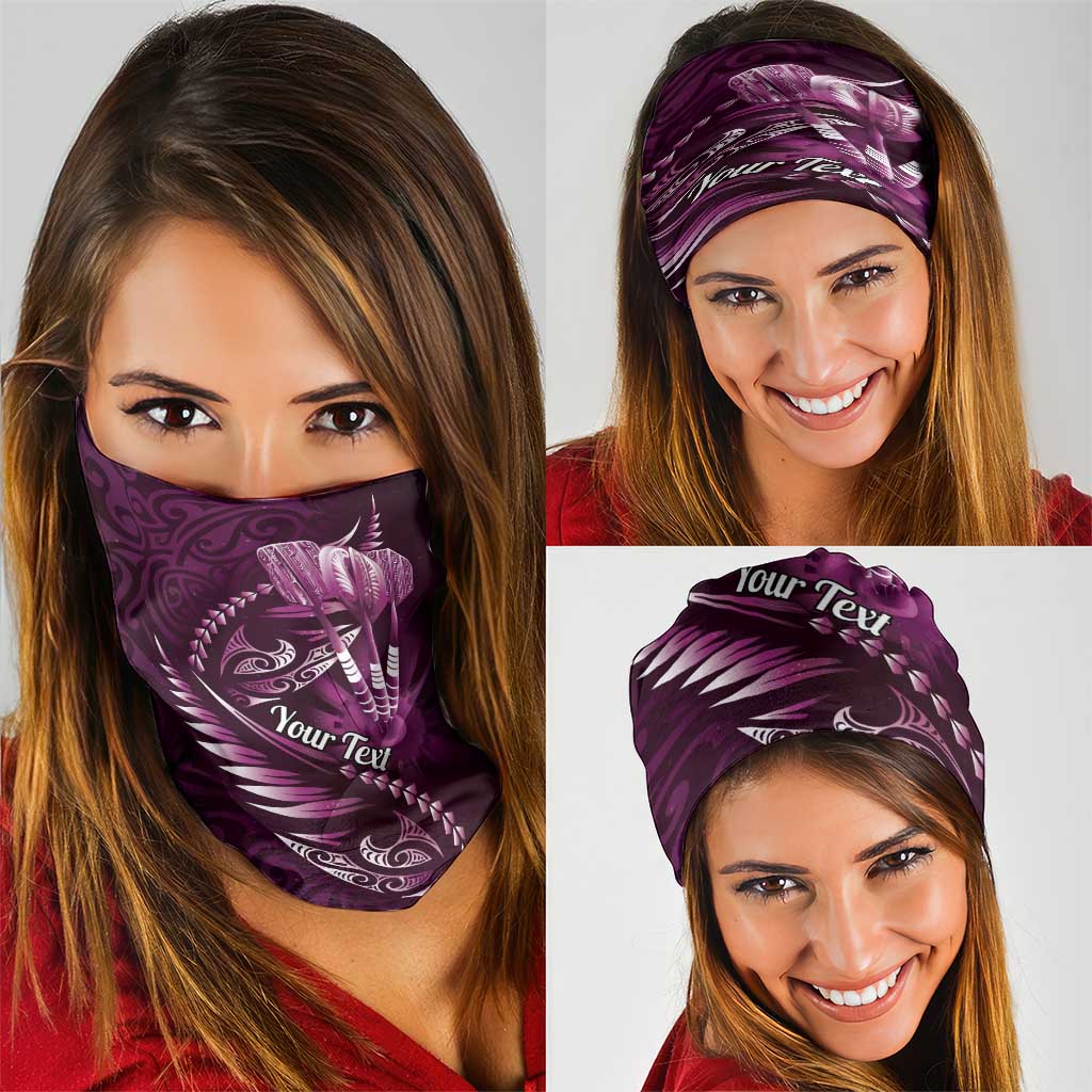 Personalised All Pink New Zealand Darts Neck Gaiter Aoteroa Fern Maori Galaxy Style - Aussie Hoodie