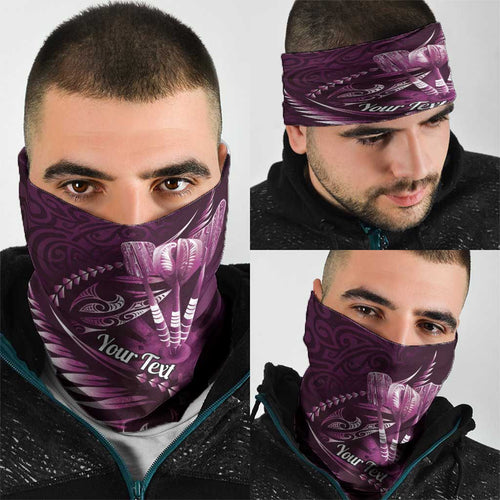 Personalised All Pink New Zealand Darts Neck Gaiter Aoteroa Fern Maori Galaxy Style - Aussie Hoodie
