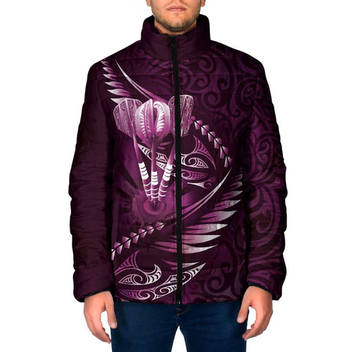 Personalised All Pink New Zealand Darts Padded Jacket Aoteroa Fern Maori Galaxy Style - Aussie Hoodie