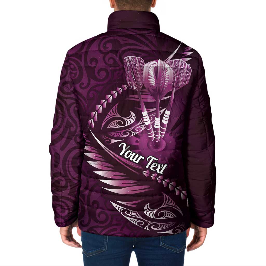 Personalised All Pink New Zealand Darts Padded Jacket Aoteroa Fern Maori Galaxy Style - Aussie Hoodie