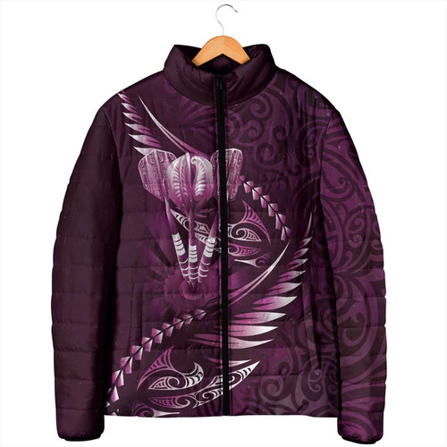 Personalised All Pink New Zealand Darts Padded Jacket Aoteroa Fern Maori Galaxy Style - Aussie Hoodie
