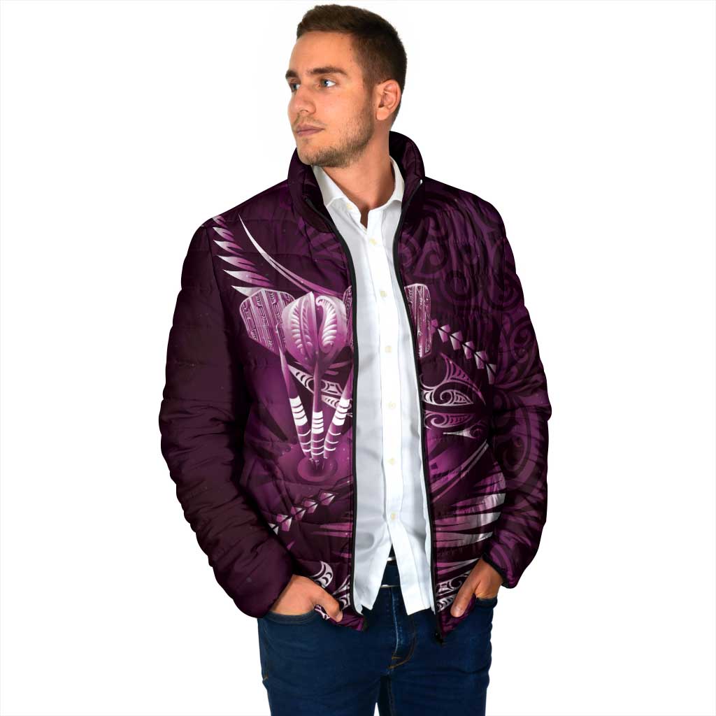 Personalised All Pink New Zealand Darts Padded Jacket Aoteroa Fern Maori Galaxy Style - Aussie Hoodie