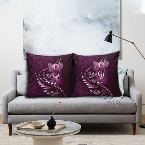 Personalised All Pink New Zealand Darts Pillow Cover Aoteroa Fern Maori Galaxy Style - Aussie Hoodie