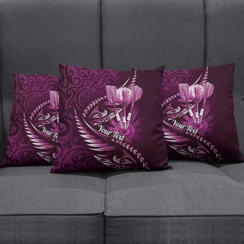 Personalised All Pink New Zealand Darts Pillow Cover Aoteroa Fern Maori Galaxy Style - Aussie Hoodie