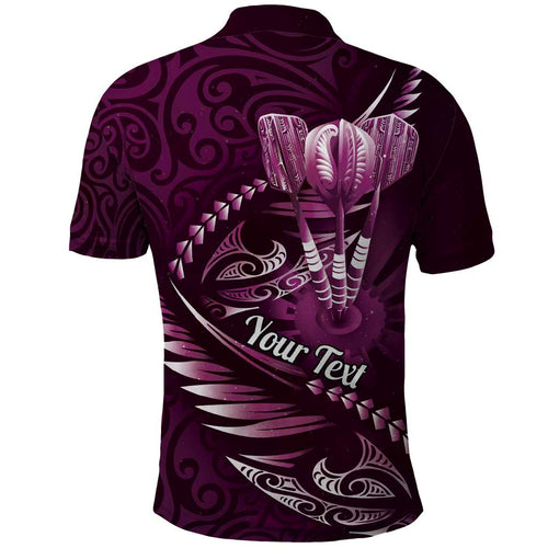 Personalised All Pink New Zealand Darts Polo Shirt Aoteroa Fern Maori Galaxy Style