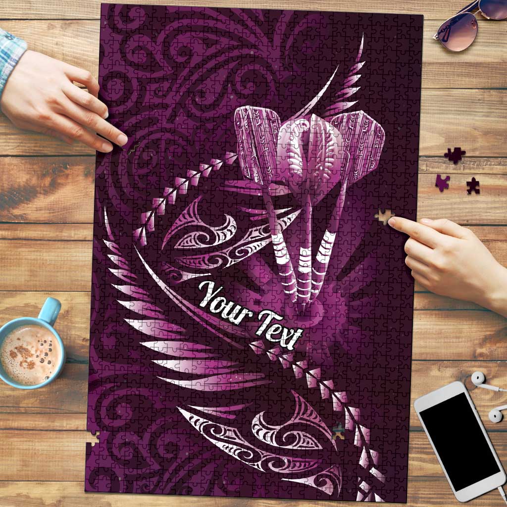 Personalised All Pink New Zealand Darts Puzzle Aoteroa Fern Maori Galaxy Style - Aussie Hoodie