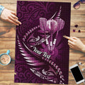 Personalised All Pink New Zealand Darts Puzzle Aoteroa Fern Maori Galaxy Style - Aussie Hoodie