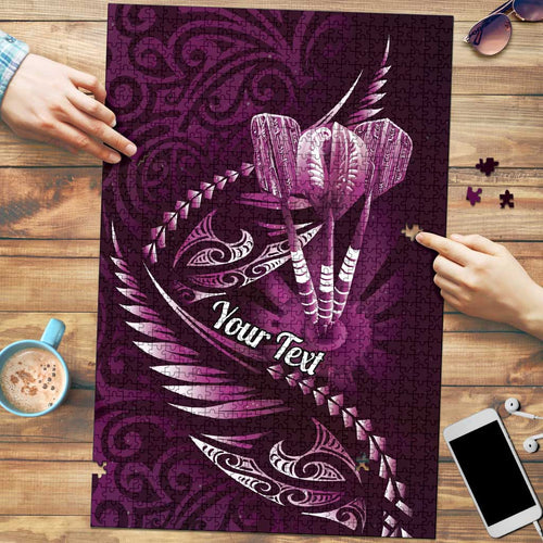 Personalised All Pink New Zealand Darts Puzzle Aoteroa Fern Maori Galaxy Style - Aussie Hoodie