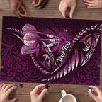 Personalised All Pink New Zealand Darts Puzzle Aoteroa Fern Maori Galaxy Style - Aussie Hoodie