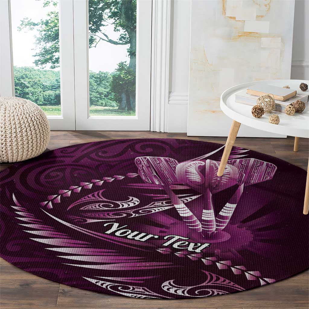 Personalised All Pink New Zealand Darts Round Carpet Aoteroa Fern Maori Galaxy Style
