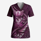 Personalised All Pink New Zealand Darts Scrub Top Aoteroa Fern Maori Galaxy Style - Aussie Hoodie