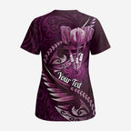 Personalised All Pink New Zealand Darts Scrub Top Aoteroa Fern Maori Galaxy Style - Aussie Hoodie