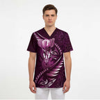Personalised All Pink New Zealand Darts Scrub Top Aoteroa Fern Maori Galaxy Style - Aussie Hoodie