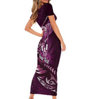 Personalised All Pink New Zealand Darts Short Sleeve Bodycon Dress Aoteroa Fern Maori Galaxy Style