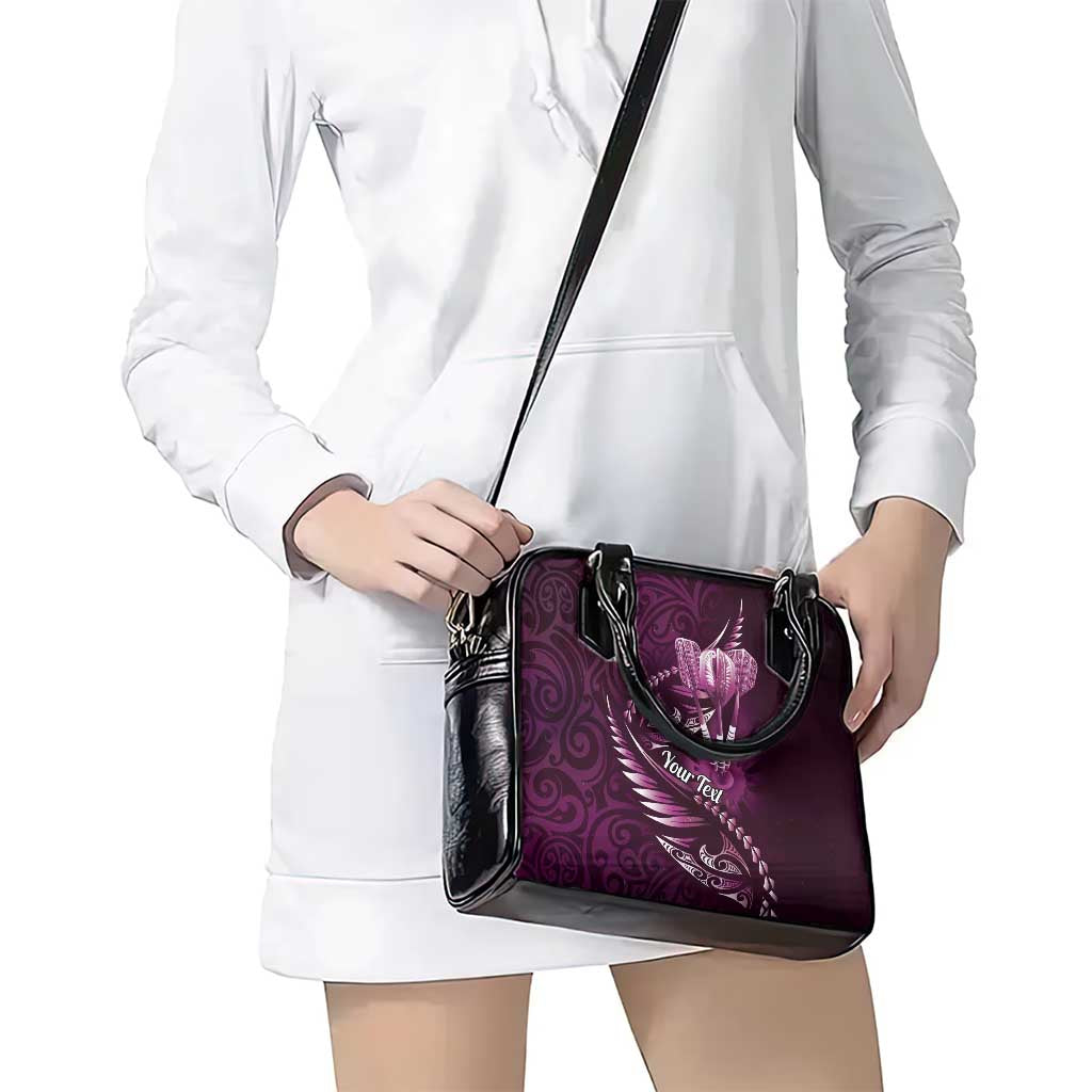 Personalised All Pink New Zealand Darts Shoulder Handbag Aoteroa Fern Maori Galaxy Style
