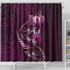 Personalised All Pink New Zealand Darts Shower Curtain Aoteroa Fern Maori Galaxy Style