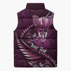 Personalised All Pink New Zealand Darts Sleeveless Puffer Jacket Aoteroa Fern Maori Galaxy Style - Aussie Hoodie