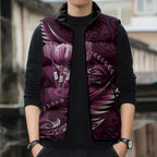 Personalised All Pink New Zealand Darts Sleeveless Puffer Jacket Aoteroa Fern Maori Galaxy Style - Aussie Hoodie