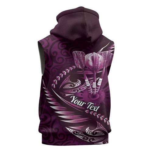 Personalised All Pink New Zealand Darts Sleeveless Zip Hoodie Aoteroa Fern Maori Galaxy Style LT14