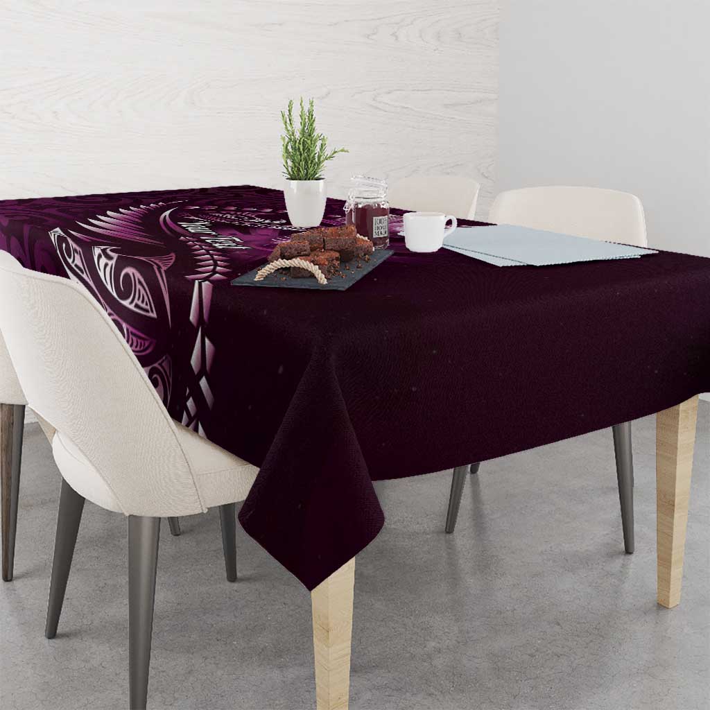 Personalised All Pink New Zealand Darts Tablecloth Aoteroa Fern Maori Galaxy Style
