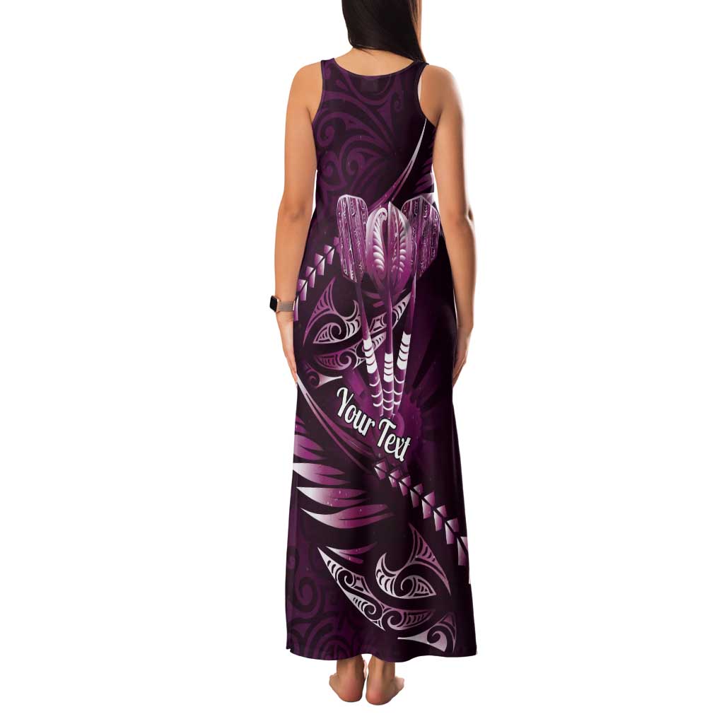 Personalised All Pink New Zealand Darts Tank Maxi Dress Aoteroa Fern Maori Galaxy Style