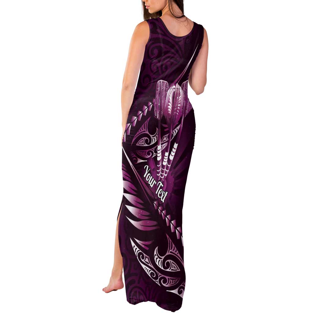 Personalised All Pink New Zealand Darts Tank Maxi Dress Aoteroa Fern Maori Galaxy Style