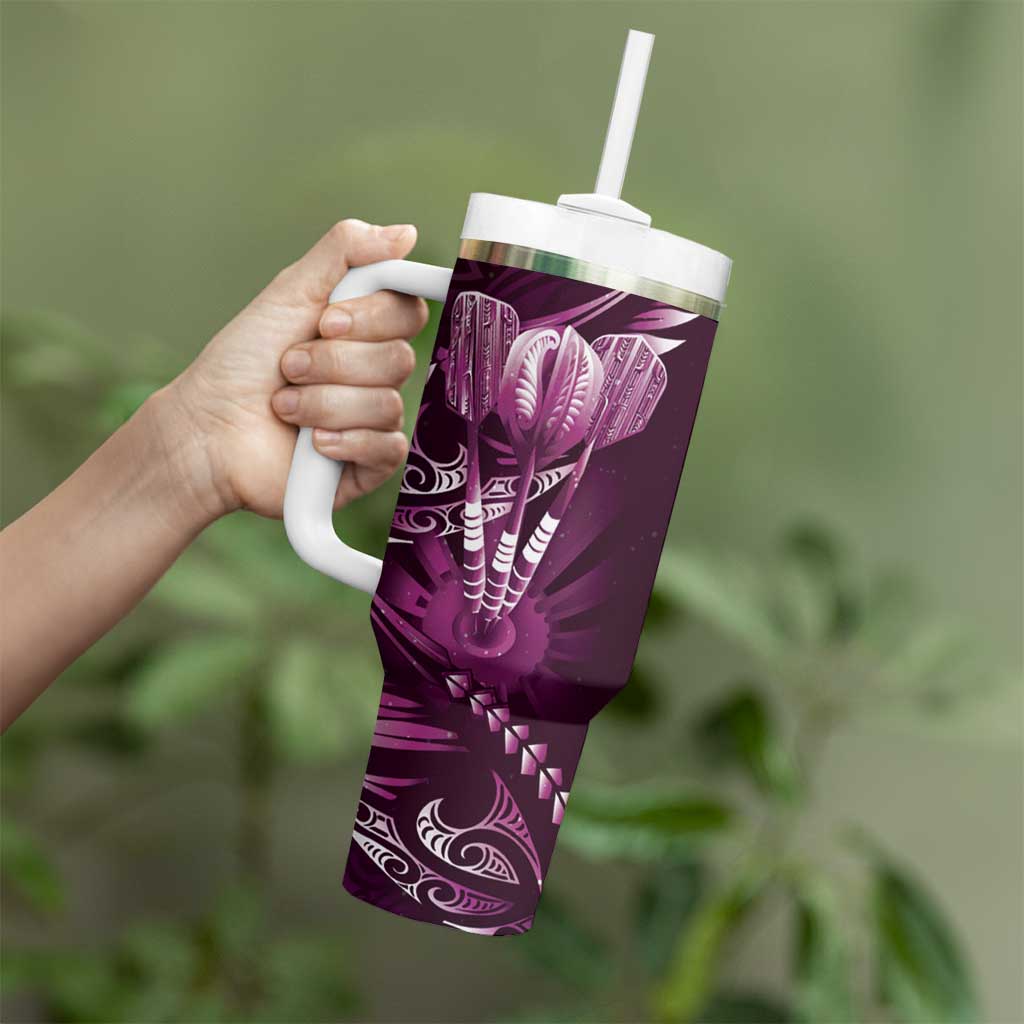 All Pink New Zealand Darts Tumbler With Handle Aoteroa Fern Maori Galaxy Style