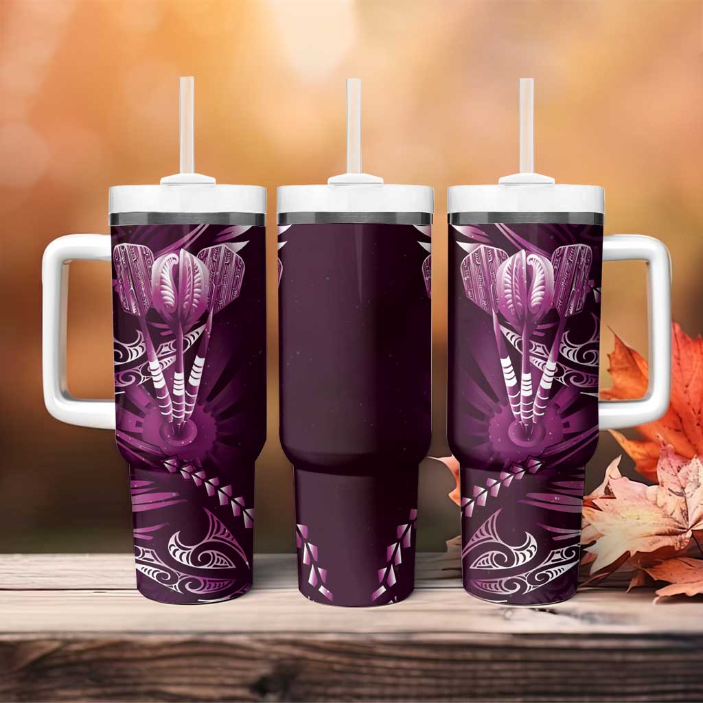 All Pink New Zealand Darts Tumbler With Handle Aoteroa Fern Maori Galaxy Style
