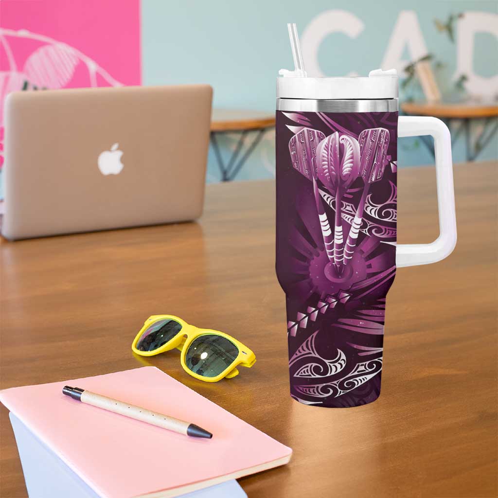 All Pink New Zealand Darts Tumbler With Handle Aoteroa Fern Maori Galaxy Style
