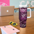 All Pink New Zealand Darts Tumbler With Handle Aoteroa Fern Maori Galaxy Style
