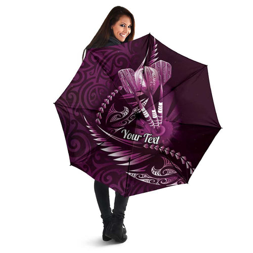 Personalised All Pink New Zealand Darts Umbrella Aoteroa Fern Maori Galaxy Style - Aussie Hoodie