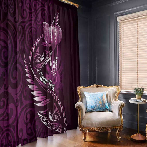 Personalised All Pink New Zealand Darts Window Curtain Aoteroa Fern Maori Galaxy Style