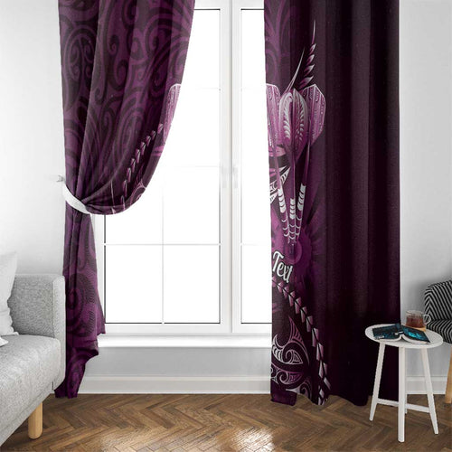Personalised All Pink New Zealand Darts Window Curtain Aoteroa Fern Maori Galaxy Style