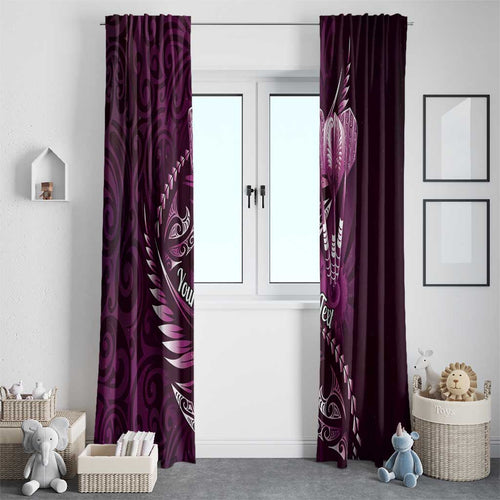 Personalised All Pink New Zealand Darts Window Curtain Aoteroa Fern Maori Galaxy Style