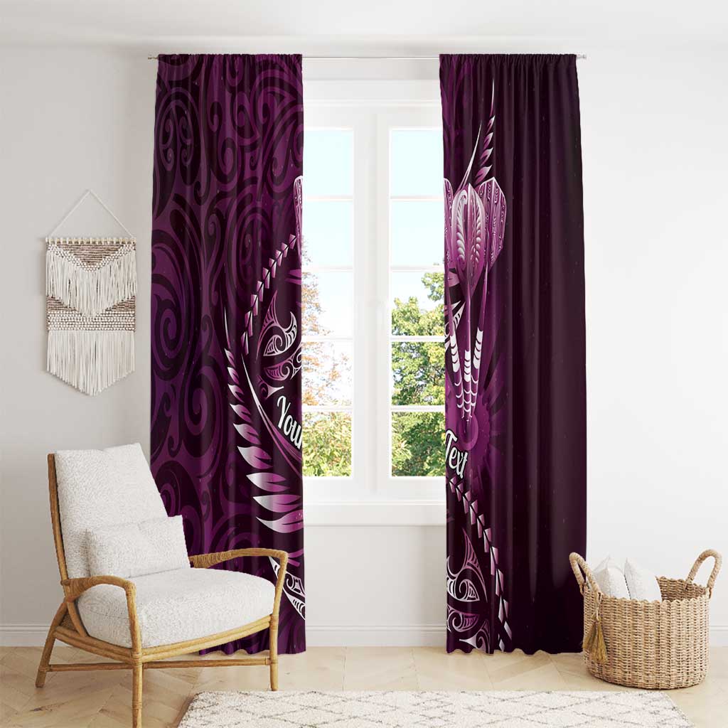 Personalised All Pink New Zealand Darts Window Curtain Aoteroa Fern Maori Galaxy Style